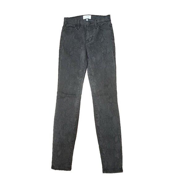 Frame Denim Jeans Le Skinny De Jeanne Tonal Python Black Women's 25 - Picture 1 of 12